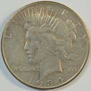 Rare key date 1934-S Peace Silver Dollar. Sharp