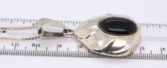 Vintage Italian Sterling Silver Signed Black Onyx Pendant on Chain