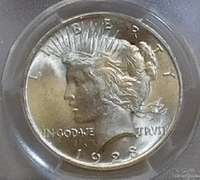 1923 Peace Dol PCGS MS-63 toning spots on Rev