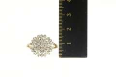 10K Yellow Gold Ornate Floral Diamond Snowflake Cluster Ring
