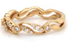 Gabriel & Co Yellow Gold Diamond Wave Band
