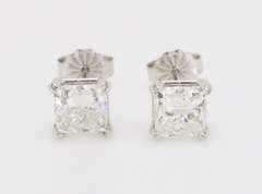 Princess Cut Double Prong 1.69CTW Diamond Studs