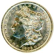 Bright White 1896 Morgan Silver Dollar