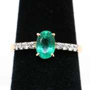14kt Yellow Gold, Emerald, & Diamond Cocktail Ring