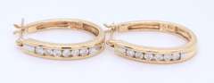Brilliant Yellow Gold Diamond Channel Set Hoop Earrings
