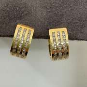 14K YELLOW GOLD AND DIAMPOND LOOP EARRINGS