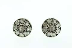 Spiraling Mine Cut Diamond Silver Earrings with Gold Plating and Diamond Accents