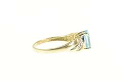 10K Yellow Gold Oval Blue Topaz Diamond Accent Statement Ring