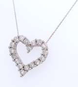 Charming White Gold Illusion Set Diamond Heart Pendant on Chain