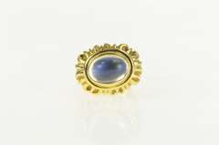 18K Yellow Gold 5.95 Ct Moonstone Sunflower Ornate Statement Ring