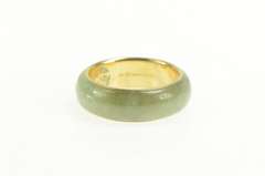 14K Yellow Gold 7.3mm Carved Rounded Jade Band Statement Ring