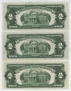 1928-F and 2 1928-G $2 Red Seal Notes in Choice Unc.