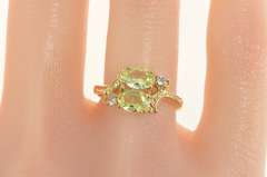 10K Yellow Gold Retro Ornate Oval Syn. Peridot CZ Accent Ring