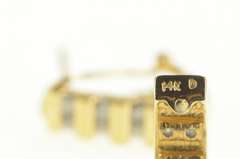 14K Yellow Gold Grooved Channel Squared Oval Bar Hoop Earrings