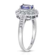 Plated Rhodium 0.75ct Tanzanite and Diamond Ring
