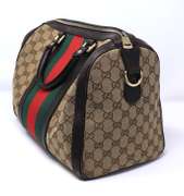 Gucci Canvas Boston Bag with Stripe
