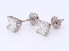 Brilliant White Gold Princess Cut Diamond Stud Earrings