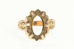 10K Yellow Gold Victorian Ornate Seed Pearl Engagement Setting Ring