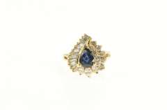 14K Yellow Gold 1.89 Ctw Pear Sapphire Halo Engagement Ring