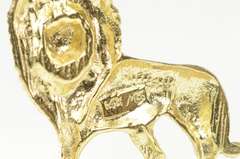 14K Yellow Gold Diamond Cut Lion Big Cat African Animal Pendant