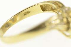 14K Yellow Gold 0.80 Ctw Sapphire Diamond Chevron Engagement Ring