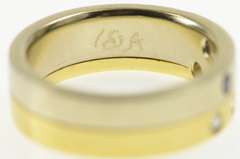 18K Yellow Gold Two Tone Diamond Sapphire Wedding Band Ring