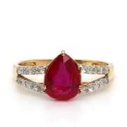 14kt Yellow Gold, Ruby, & Diamond Cocktail Ring