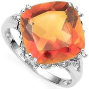 BEAUTIFUL 6.35 CT AZOTIC GEMSTONE & 8 PCS WHITE DIAMOND 10K SOLID WHITE GOLD RIN