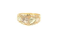 10K Yellow Gold Black Hills Leaf Wavy Statement Band Ring