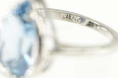 10K White Gold Pear Blue Topaz Tear Drop Solitaire Statement Ring