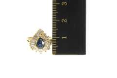 14K Yellow Gold 1.89 Ctw Pear Sapphire Halo Engagement Ring
