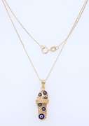 Fantastic Yellow Gold Evil Eye Flip Flop Pendant on Chain Necklace