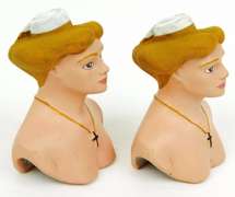 2 Vintage French Convent Nurse Busts