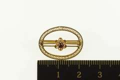 10K Yellow Gold Retro Ornate 1960's Syn. Ruby Statement Pin/Brooch
