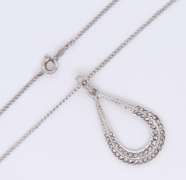 Vintage Sterling Silver Cubic Zirconia Pendant on Chain