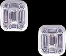 Platformed 18k White Gold Diamond Earrings