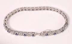 Fantastic Diamond and Sapphire Bracelet in 14K White Gold- 6.0+ Carats!