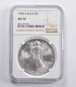 MS70 1990 American Silver Eagle NGC