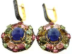 Glittering Tourmaline and Diamond Earrings