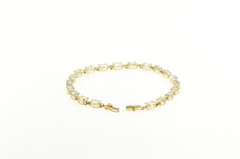 14K Yellow Gold Oval Sim. Blue Topaz Classic Tennis Bracelet