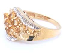 Pretty Citrine Cluster & Diamond Accent Ring