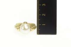 14K Yellow Gold Ornate Pearl Inset Elaborate Statement Ring