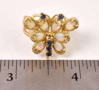 Sensational Sapphire and Opal Butterfly Ring in 14K Yellow Gold