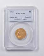 MS61 1915 $5 Indian Head Gold Half Eagle PCGS