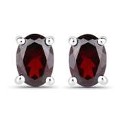 Plated 18KT White Gold 3.50ctw Garnet Earrings