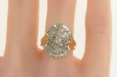 10K Yellow Gold 2.17 Ctw Diamond Burst Cluster Statement Ring