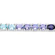 Plated Rhodium 12.04ctw Multi Color Gemstone Bracelet