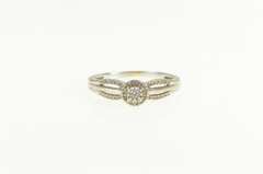 10K White Gold Round Diamond Halo Engagement Promise Ring
