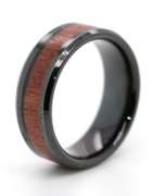 Mens Tungsten Band Ring with Wood Inlay