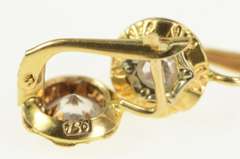 18K Yellow Gold Art Deco Ornate CZ Geometric Dangle Lever Earrings